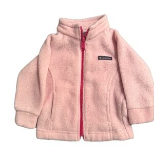 Columbia Kids Light Pink Fleece Jacket with Bright Pink Zipper